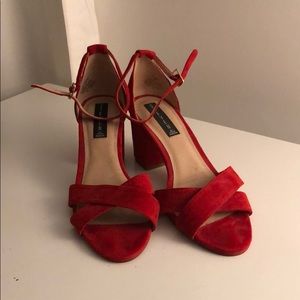 Red Steve Madden block heels